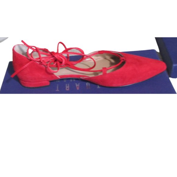 Stuart Weitzman Red Suede Gilligan Flats - Picture 2 of 7